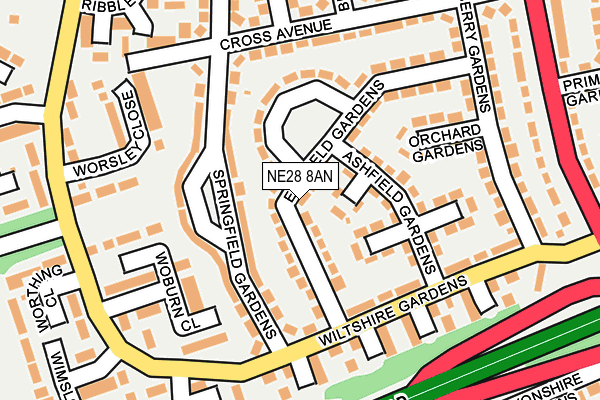 NE28 8AN map - OS OpenMap – Local (Ordnance Survey)