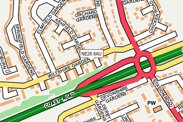 NE28 8AU map - OS OpenMap – Local (Ordnance Survey)