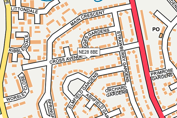 NE28 8BE map - OS OpenMap – Local (Ordnance Survey)