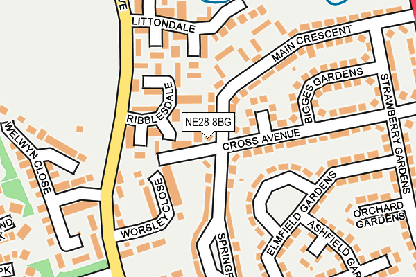 NE28 8BG map - OS OpenMap – Local (Ordnance Survey)
