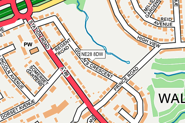NE28 8DW map - OS OpenMap – Local (Ordnance Survey)