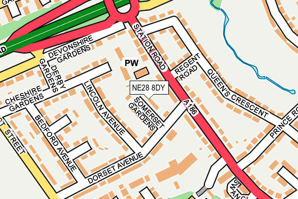 NE28 8DY map - OS OpenMap – Local (Ordnance Survey)