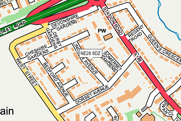NE28 8DZ map - OS OpenMap – Local (Ordnance Survey)