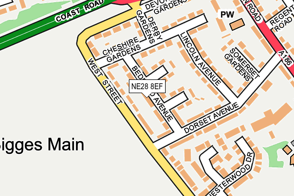 NE28 8EF map - OS OpenMap – Local (Ordnance Survey)