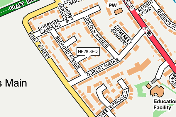 NE28 8EQ map - OS OpenMap – Local (Ordnance Survey)