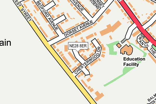 NE28 8ER map - OS OpenMap – Local (Ordnance Survey)