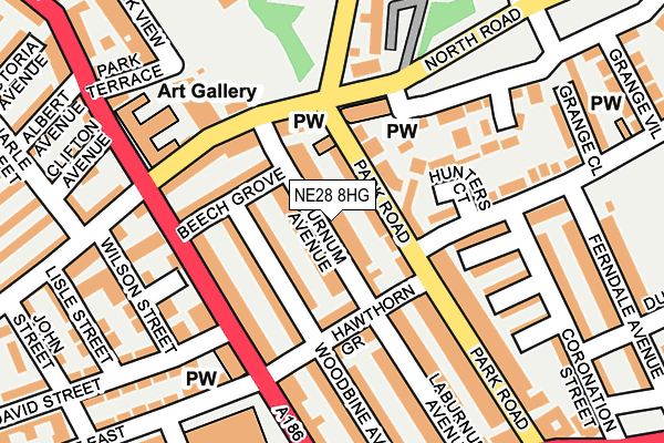 NE28 8HG map - OS OpenMap – Local (Ordnance Survey)