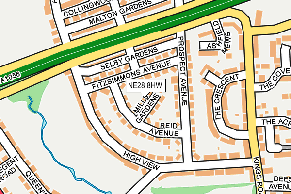 NE28 8HW map - OS OpenMap – Local (Ordnance Survey)