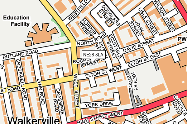 NE28 8LA map - OS OpenMap – Local (Ordnance Survey)