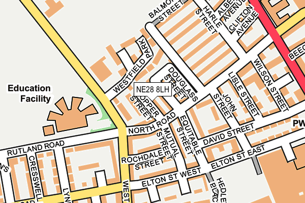 NE28 8LH map - OS OpenMap – Local (Ordnance Survey)