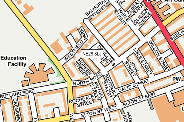 NE28 8LJ map - OS OpenMap – Local (Ordnance Survey)