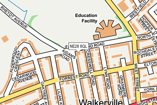 NE28 8QL map - OS OpenMap – Local (Ordnance Survey)