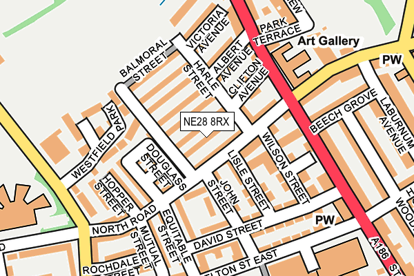 NE28 8RX map - OS OpenMap – Local (Ordnance Survey)