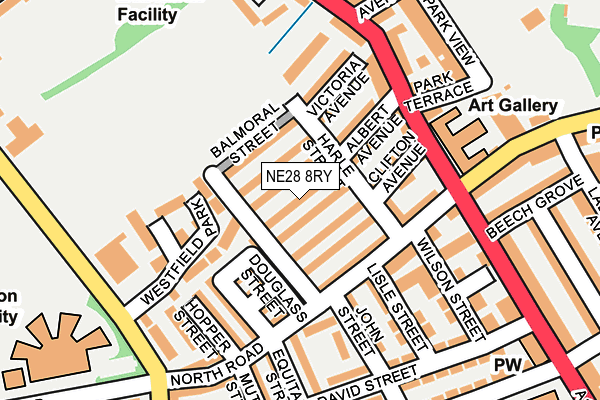 NE28 8RY map - OS OpenMap – Local (Ordnance Survey)