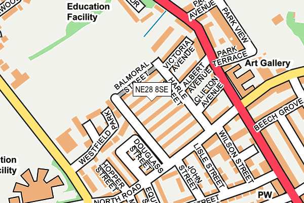 NE28 8SE map - OS OpenMap – Local (Ordnance Survey)