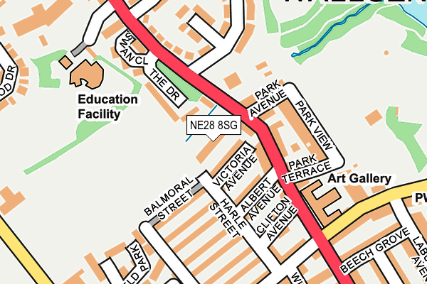 NE28 8SG map - OS OpenMap – Local (Ordnance Survey)