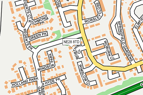 NE28 8TD map - OS OpenMap – Local (Ordnance Survey)