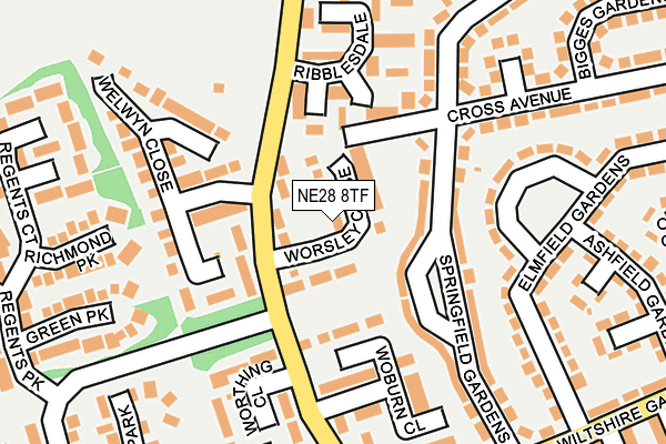 NE28 8TF map - OS OpenMap – Local (Ordnance Survey)