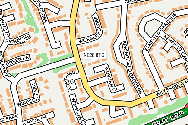 NE28 8TG map - OS OpenMap – Local (Ordnance Survey)