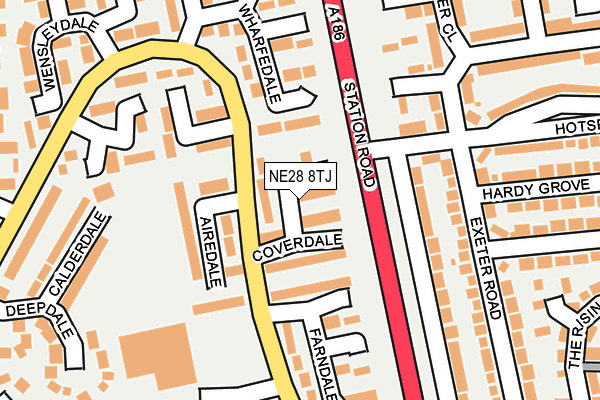 NE28 8TJ map - OS OpenMap – Local (Ordnance Survey)