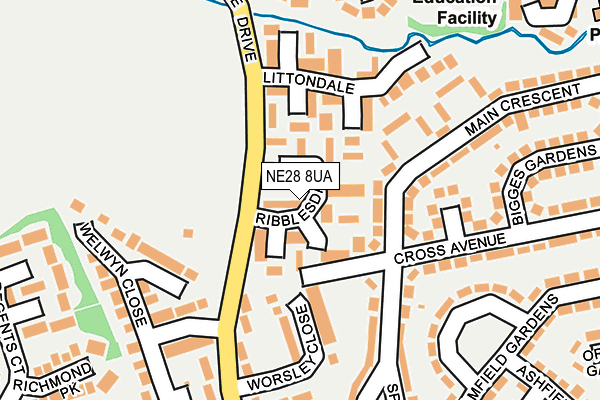 NE28 8UA map - OS OpenMap – Local (Ordnance Survey)