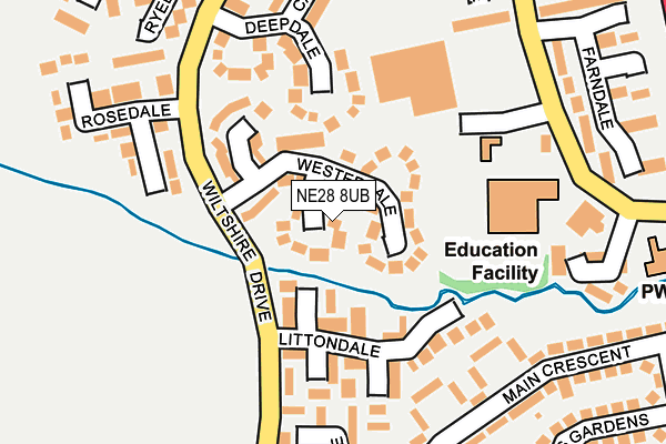 NE28 8UB map - OS OpenMap – Local (Ordnance Survey)