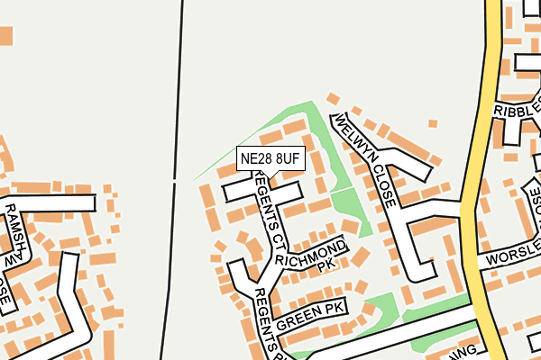NE28 8UF map - OS OpenMap – Local (Ordnance Survey)