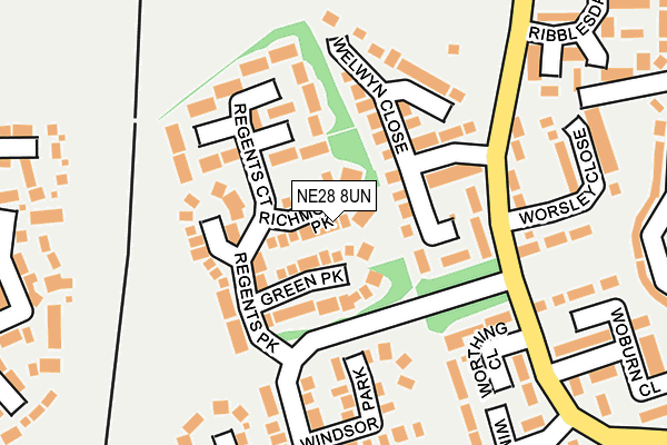 NE28 8UN map - OS OpenMap – Local (Ordnance Survey)