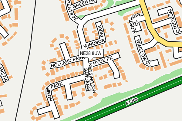 NE28 8UW map - OS OpenMap – Local (Ordnance Survey)