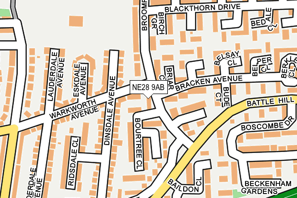 NE28 9AB map - OS OpenMap – Local (Ordnance Survey)