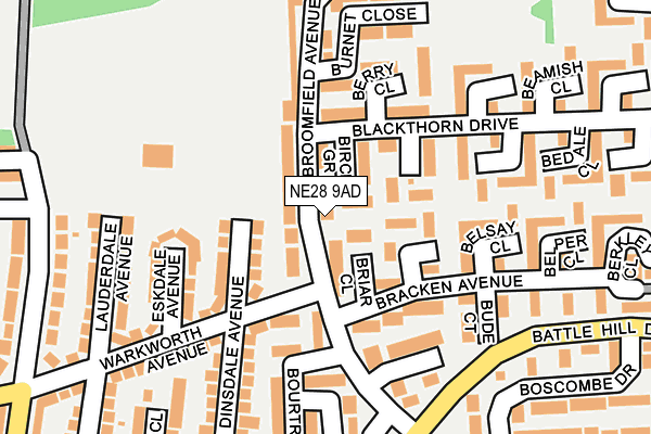 NE28 9AD map - OS OpenMap – Local (Ordnance Survey)