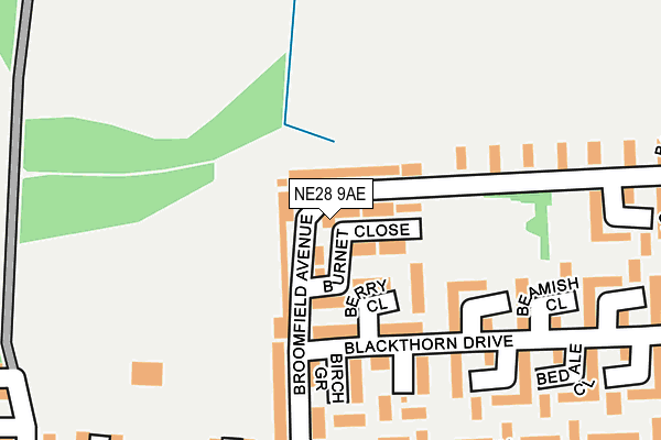 NE28 9AE map - OS OpenMap – Local (Ordnance Survey)