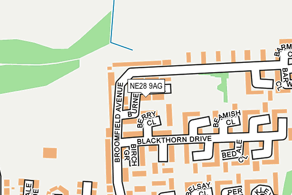 NE28 9AG map - OS OpenMap – Local (Ordnance Survey)