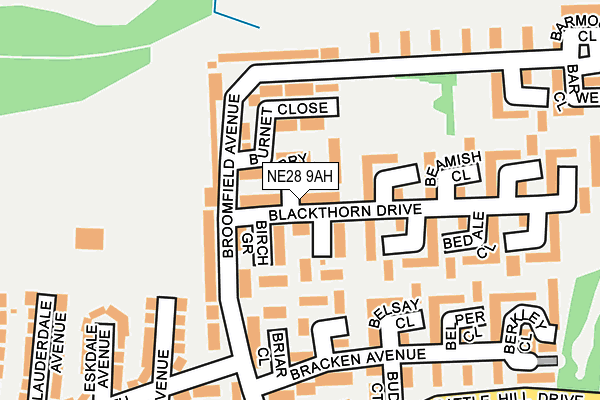 NE28 9AH map - OS OpenMap – Local (Ordnance Survey)