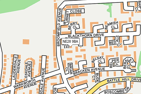 NE28 9BA map - OS OpenMap – Local (Ordnance Survey)