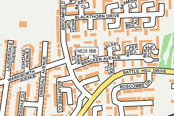 NE28 9BB map - OS OpenMap – Local (Ordnance Survey)
