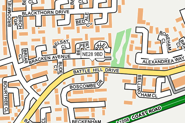 NE28 9BD map - OS OpenMap – Local (Ordnance Survey)