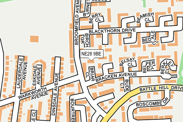 NE28 9BE map - OS OpenMap – Local (Ordnance Survey)