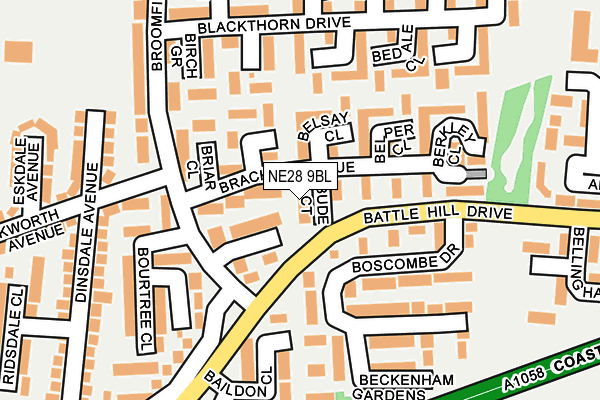 NE28 9BL map - OS OpenMap – Local (Ordnance Survey)
