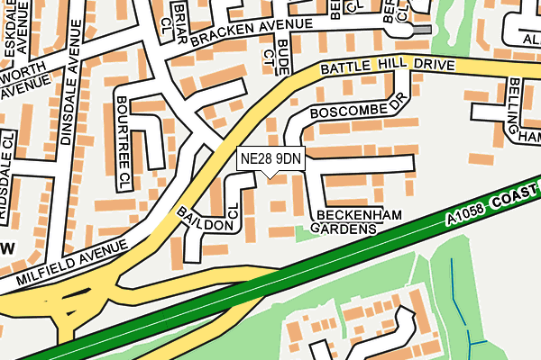 NE28 9DN map - OS OpenMap – Local (Ordnance Survey)