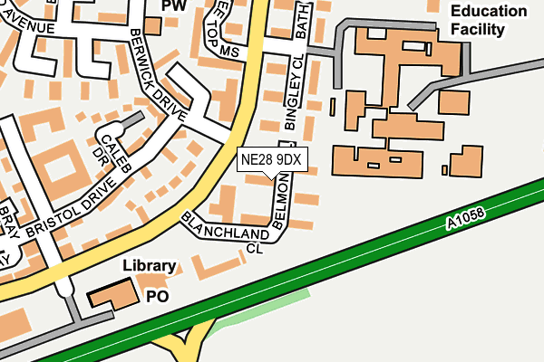 NE28 9DX map - OS OpenMap – Local (Ordnance Survey)