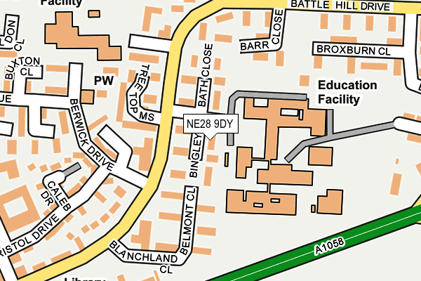 NE28 9DY map - OS OpenMap – Local (Ordnance Survey)