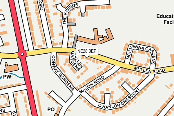 NE28 9EP map - OS OpenMap – Local (Ordnance Survey)