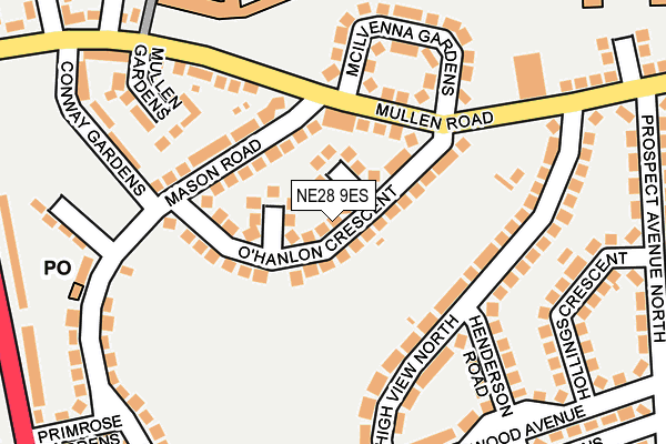 NE28 9ES map - OS OpenMap – Local (Ordnance Survey)