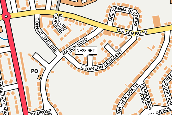NE28 9ET map - OS OpenMap – Local (Ordnance Survey)