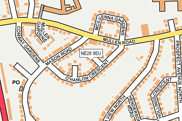 NE28 9EU map - OS OpenMap – Local (Ordnance Survey)