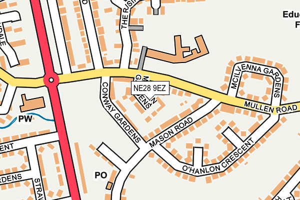NE28 9EZ map - OS OpenMap – Local (Ordnance Survey)