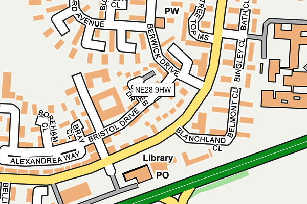 NE28 9HW map - OS OpenMap – Local (Ordnance Survey)
