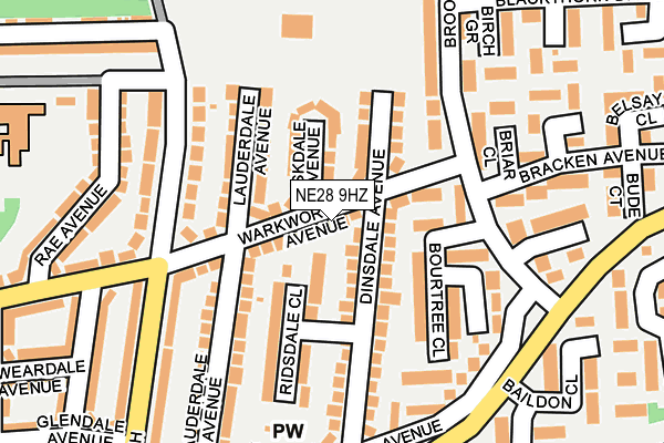 NE28 9HZ map - OS OpenMap – Local (Ordnance Survey)