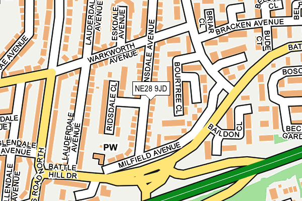 NE28 9JD map - OS OpenMap – Local (Ordnance Survey)
